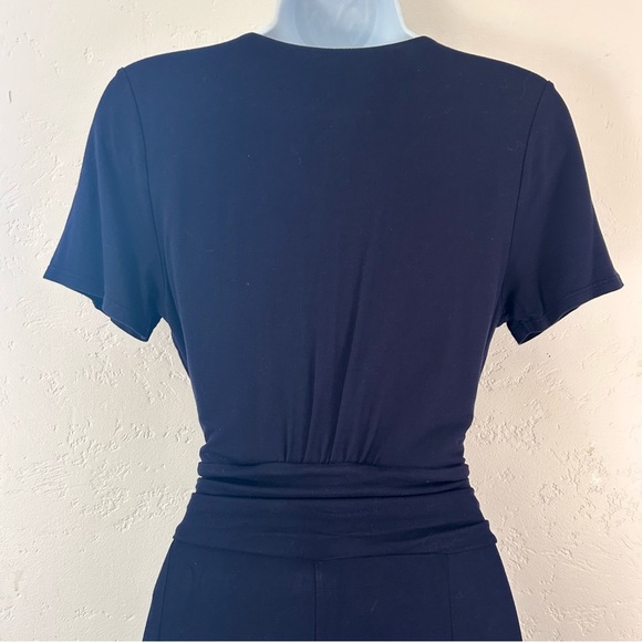 Boden Ellen Jersey Knit Crop Wide Leg Jumpsuit Navy Size 6 Tie Waist Wrap Top - Picture 9 of 16